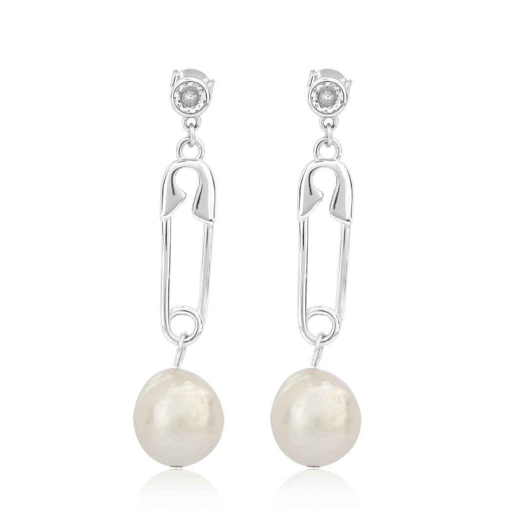 Silver Pearl Drop Earring