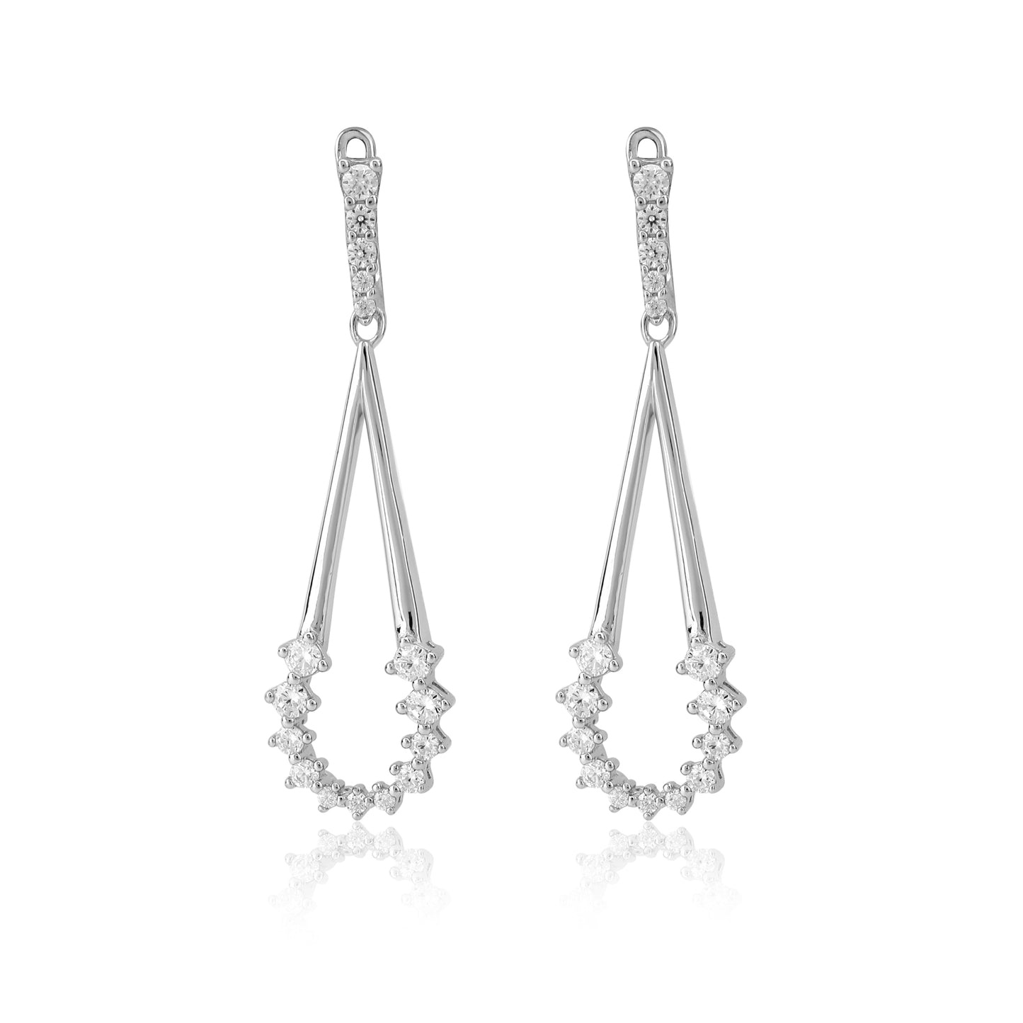 Silver Drop Earring with Zircon