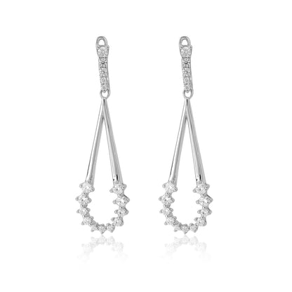 Silver Drop Earring with Zircon