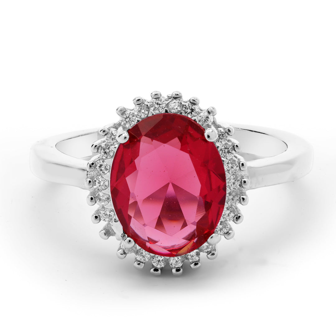 Radiant Ruby Halo Ring