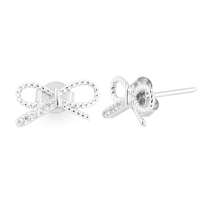 Trendy Bow Silver Earring