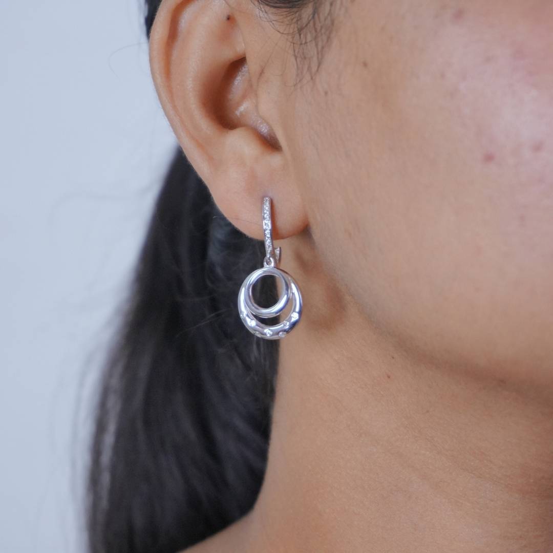 Silver Zircon Sparkling Big Hoop Earring 40MM