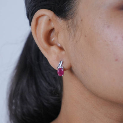 Ruby and Zircon Silver Earring