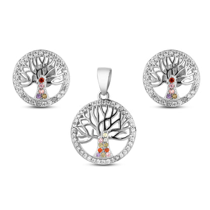 Tree of Life Earring And Pendant Silver Set