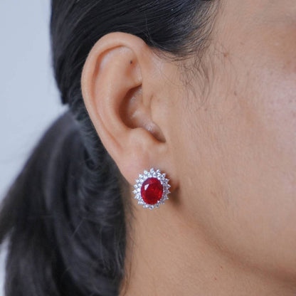 Princess Diana Inspired Ruby Silver Stud