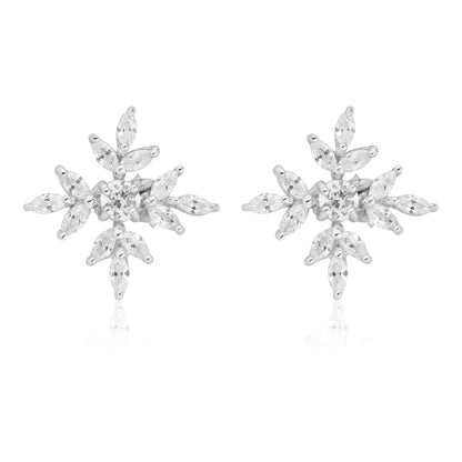 Zircon Snowflake Silver Earring