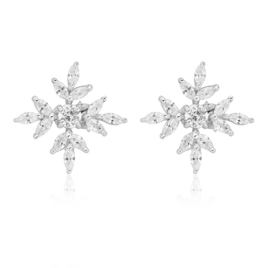 Zircon Snowflake Silver Earring