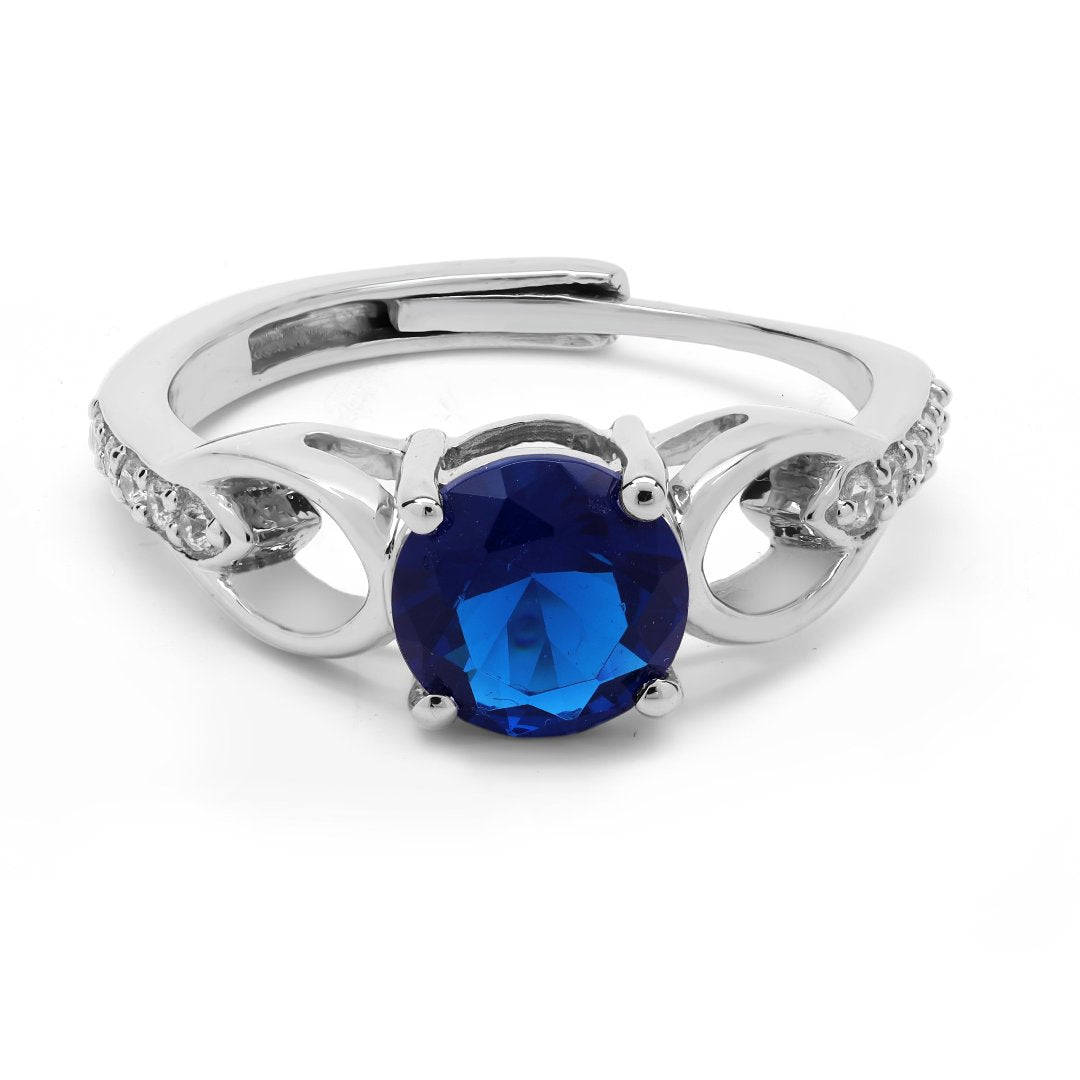 Simulated Sapphire Halo  Ring Adjustable Fit