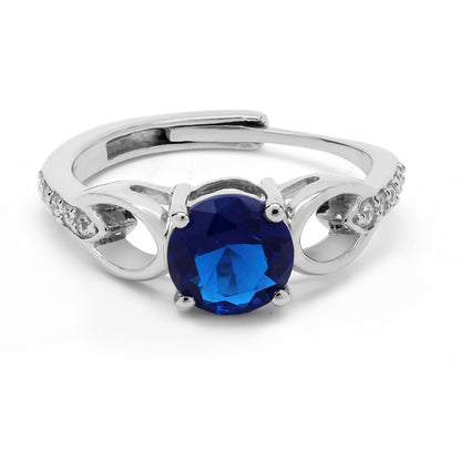 Simulated Sapphire Halo  Ring Adjustable Fit