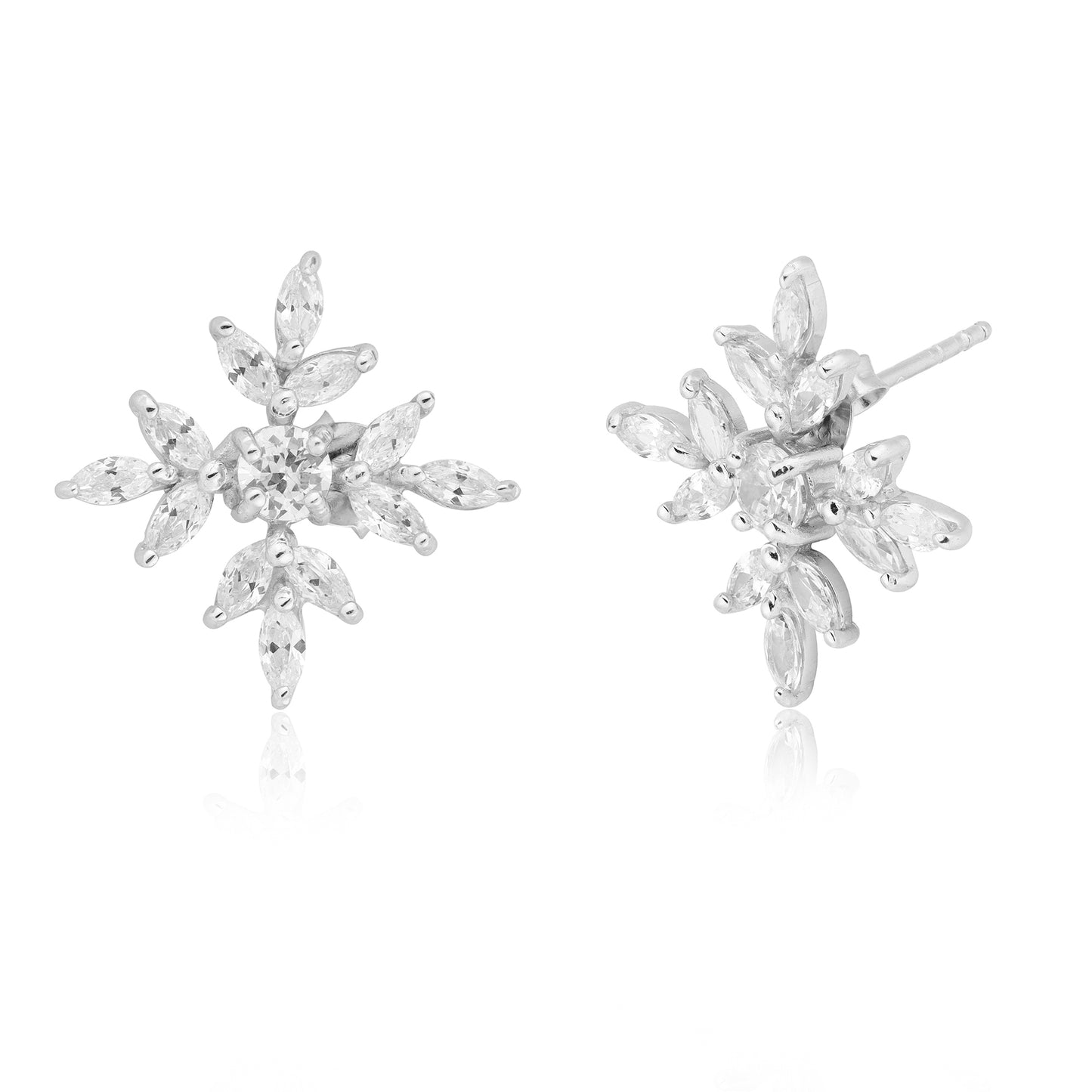 Zircon Snowflake Silver Earring