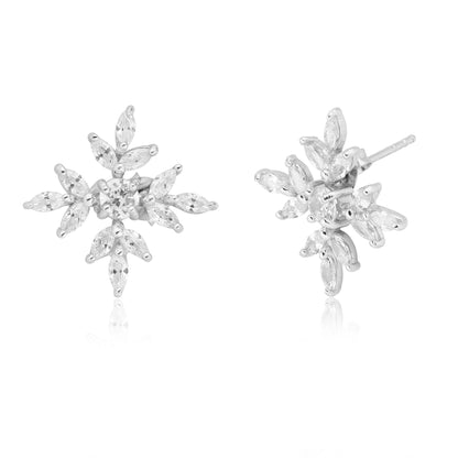 Zircon Snowflake Silver Earring