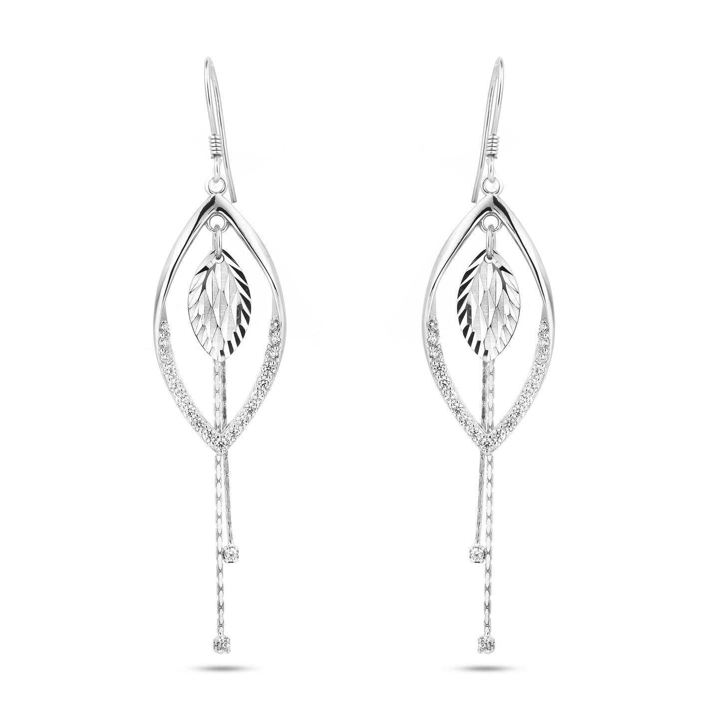 Silver Falling Dew Diamond Cut Earring