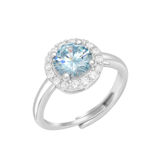 Elegant Halo Ring with Solitaire in   Adjustable Ring