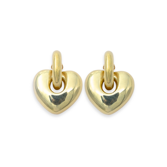 Yellow Gold Heart Shape Linking Silver Earring