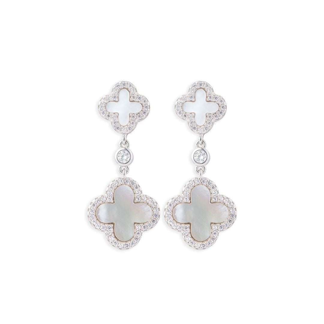 Inlay Clover Silver Earring