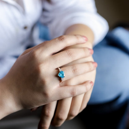 Silver Love Heart Stone Ring with Adjustable Fit