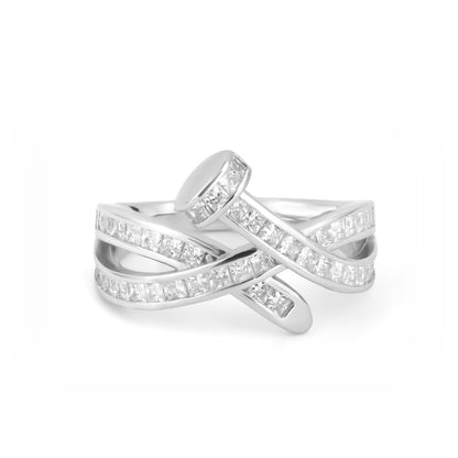 Silver Zircon layered Ring