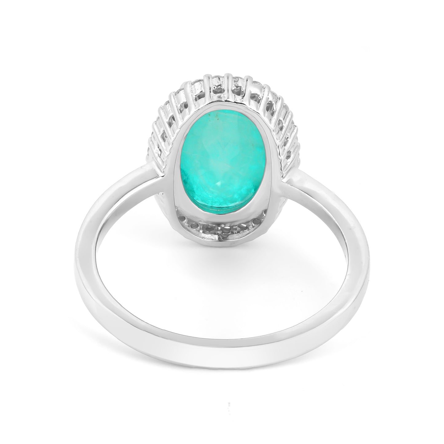 Silver Classic Emerald Halo Ring