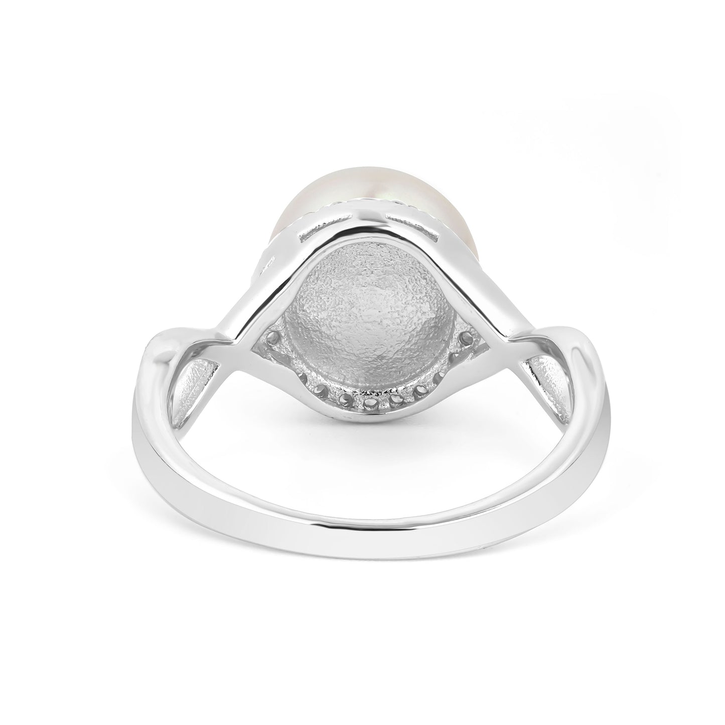 Silver Endless Pearl Halo Ring