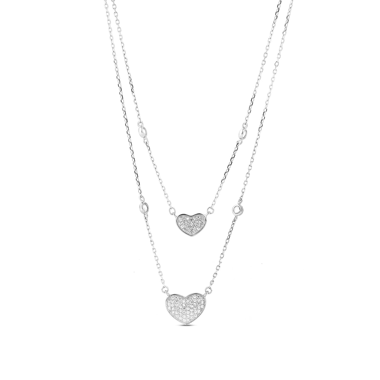 Heart Zircon Silver Layer Necklace