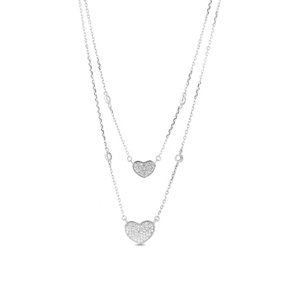 Heart Zircon Silver Layer Necklace