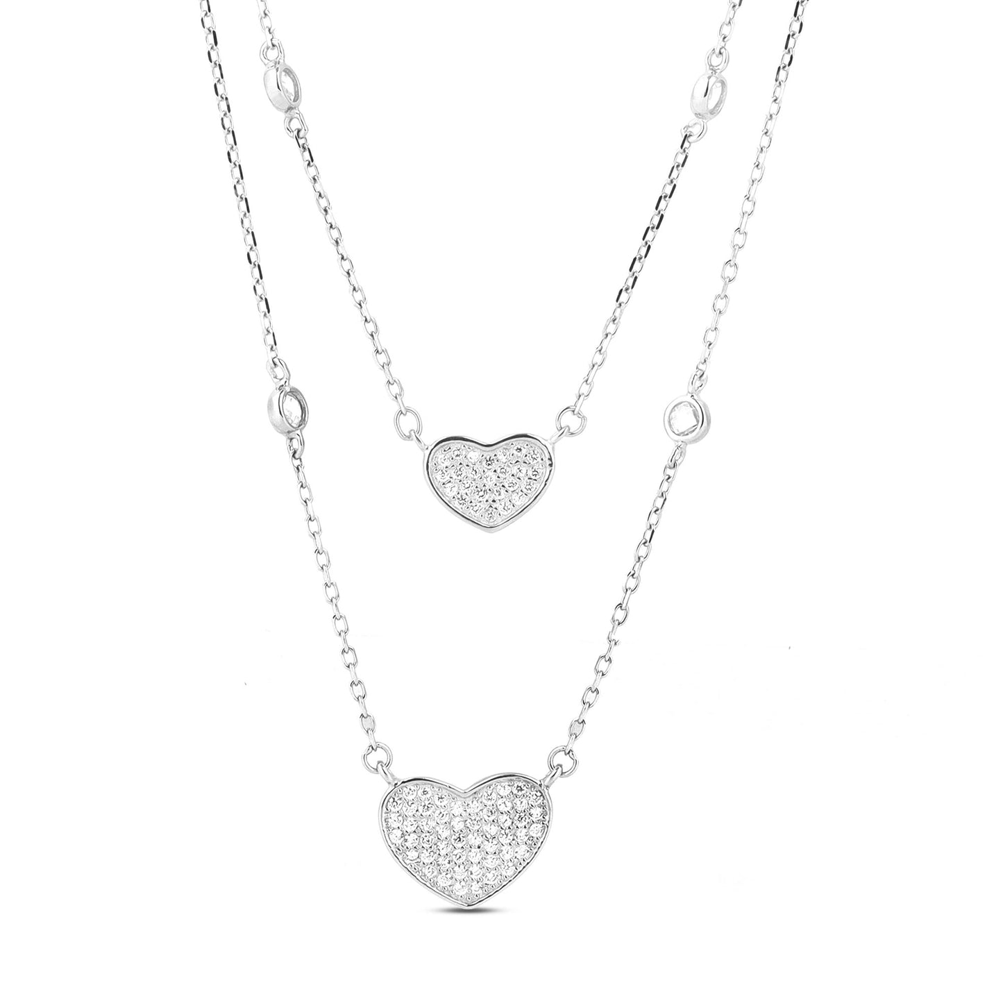 Heart Zircon Silver Layer Necklace