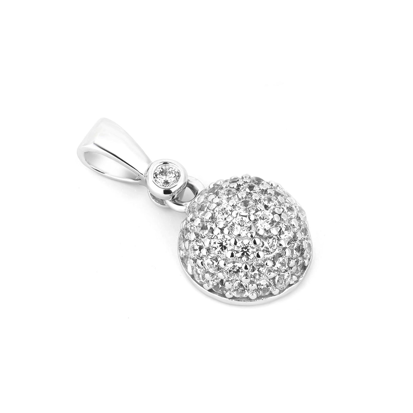 Disco Ball Micro Pave Silver Pendant