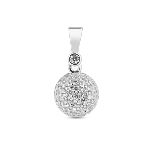 Disco Ball Micro Pave Silver Pendant