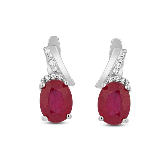 Ruby and Zircon Silver Earring