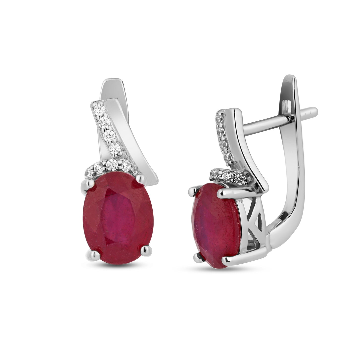 Ruby and Zircon Silver Earring