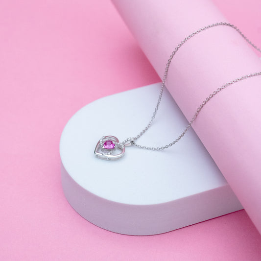 Heart-Shaped Pendant & Necklace In 925 Sterling Silver