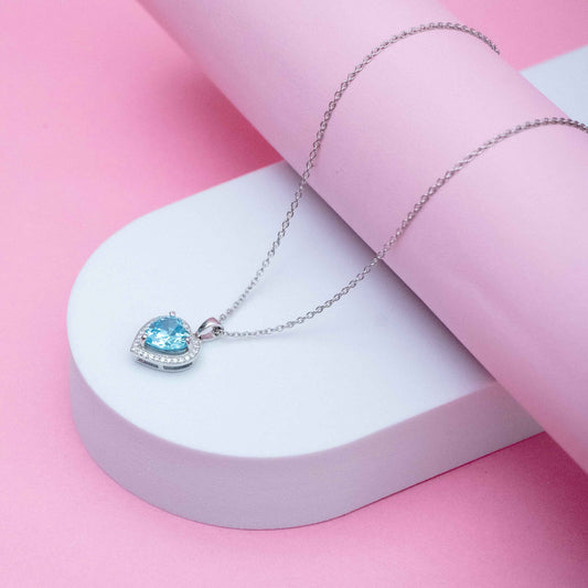 Elegant Sky Blue Heart Pendant