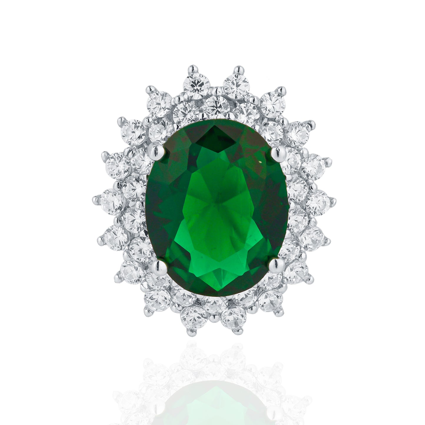 Princess Diana Inspired Emerald Silver Stud