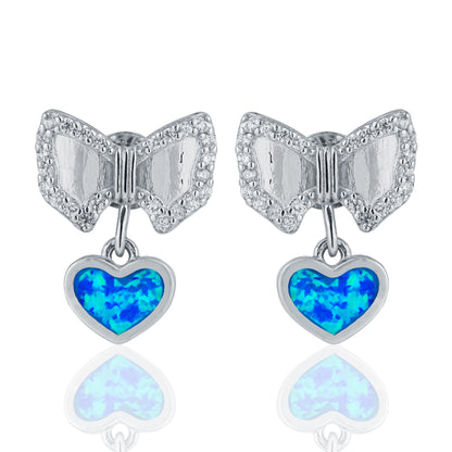 Butterfly with Inlay Pearl Heart Silver Earring