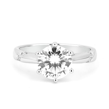 Round Solitaire Vintage Silver Ring