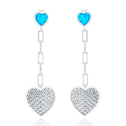 Charming Blue opal Inlay Heart Silver Earring