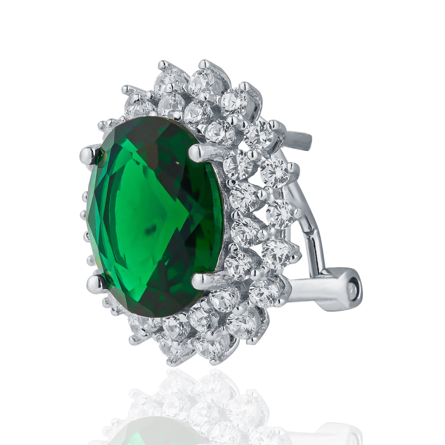 Princess Diana Inspired Emerald Silver Stud