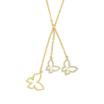 Yellow Gold Charming Butterfly Silver Necklace