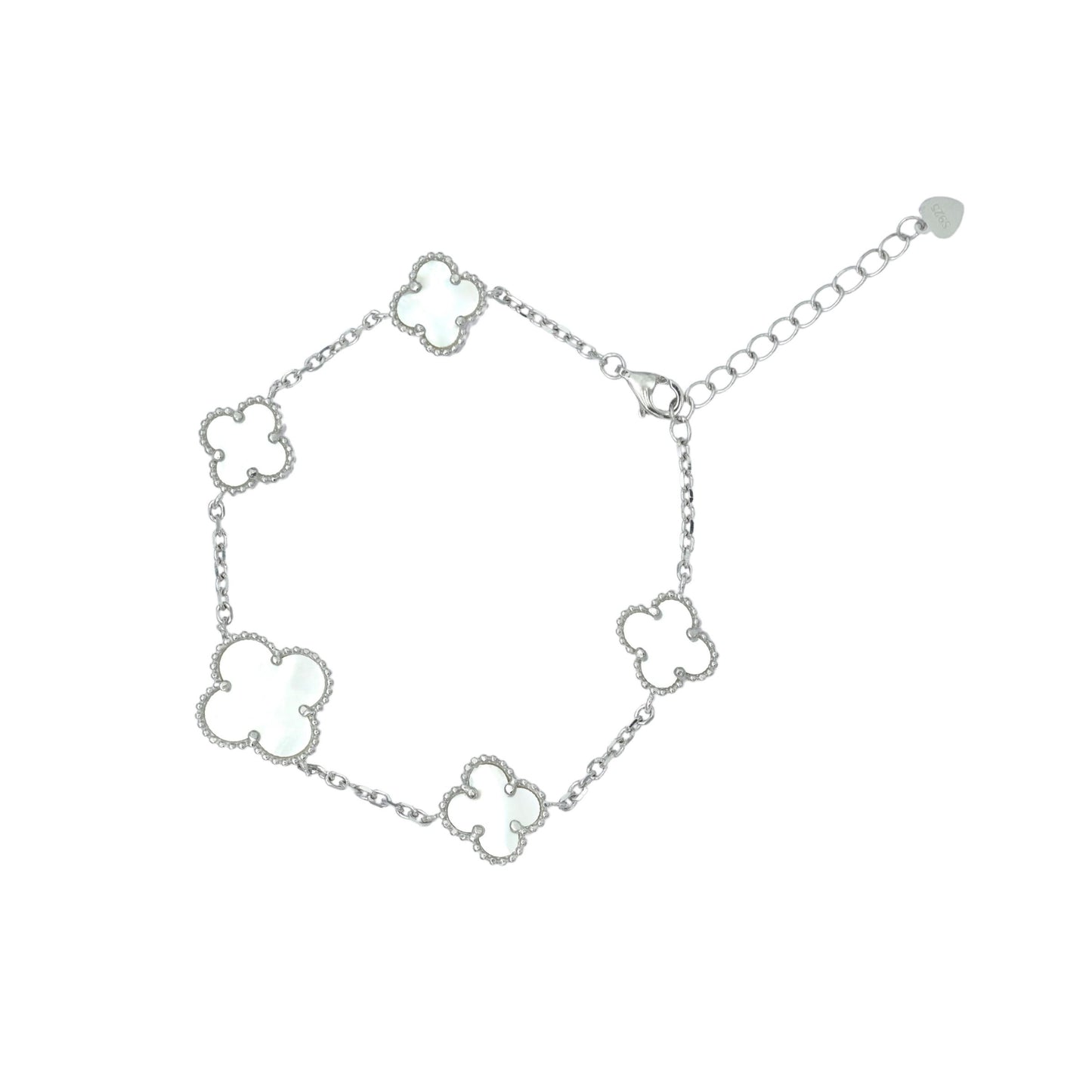 Inlay Clover Silver Linking Bracelet