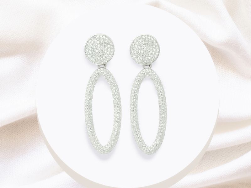 Oval Round Diamond Look Zircon Earring