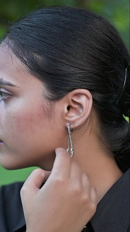 Silver Drop Earring with Zircon